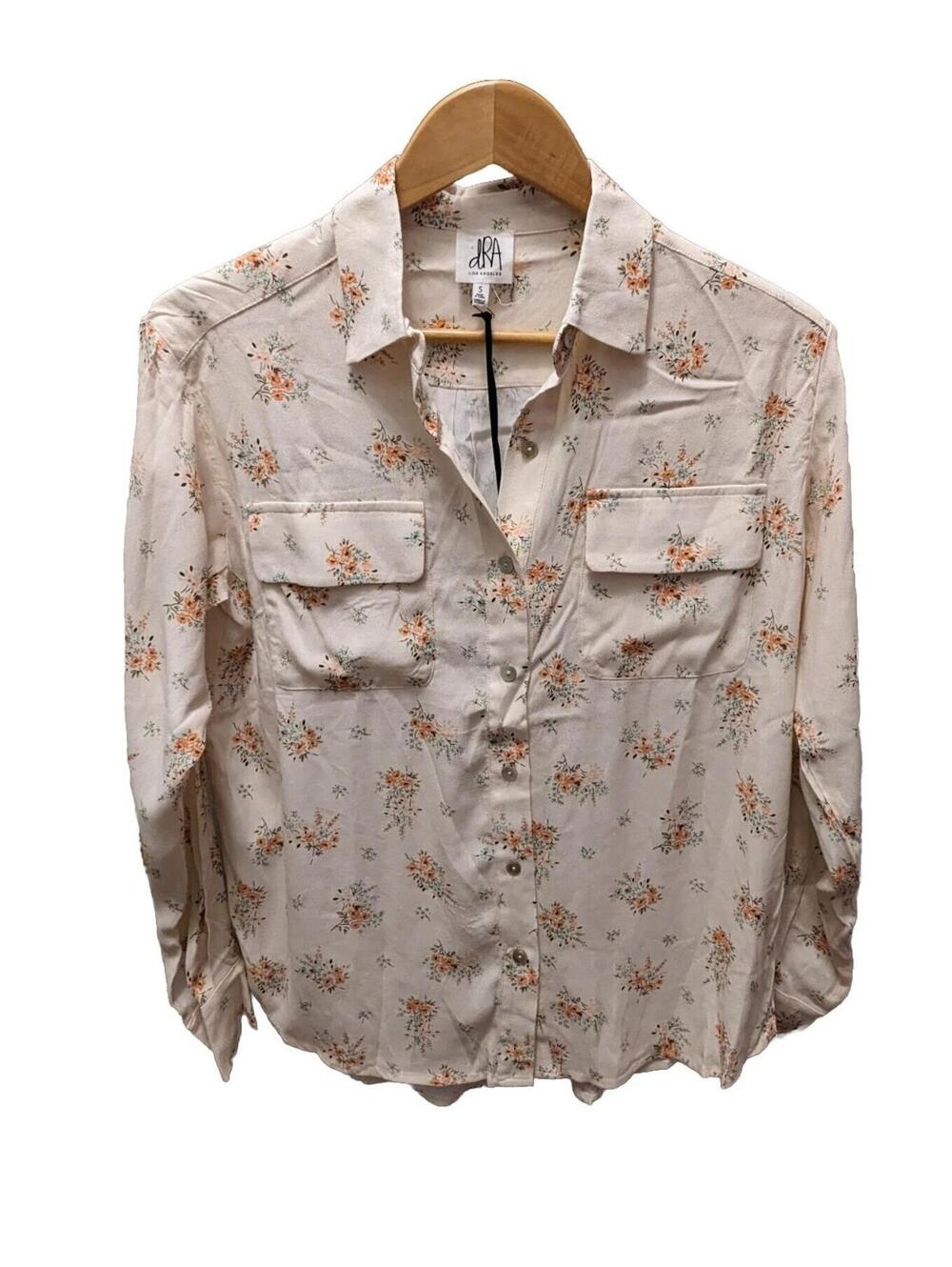 S EZRA Shirt Winter Floral Women's NWT Fall Blouse Top Buttons dRA Los Angeles